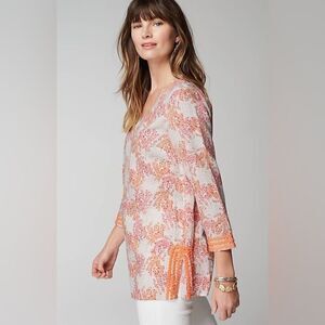 J. Jill LINEN-BLEND CORAL-REEF TUNIC Size Medium